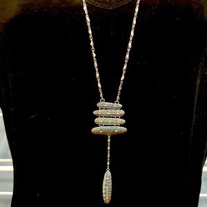 JEWELRY LONG SILVER NECKLACE Y DROP ELEGANT ASIAN STYLE LENGTH 34” DROP …